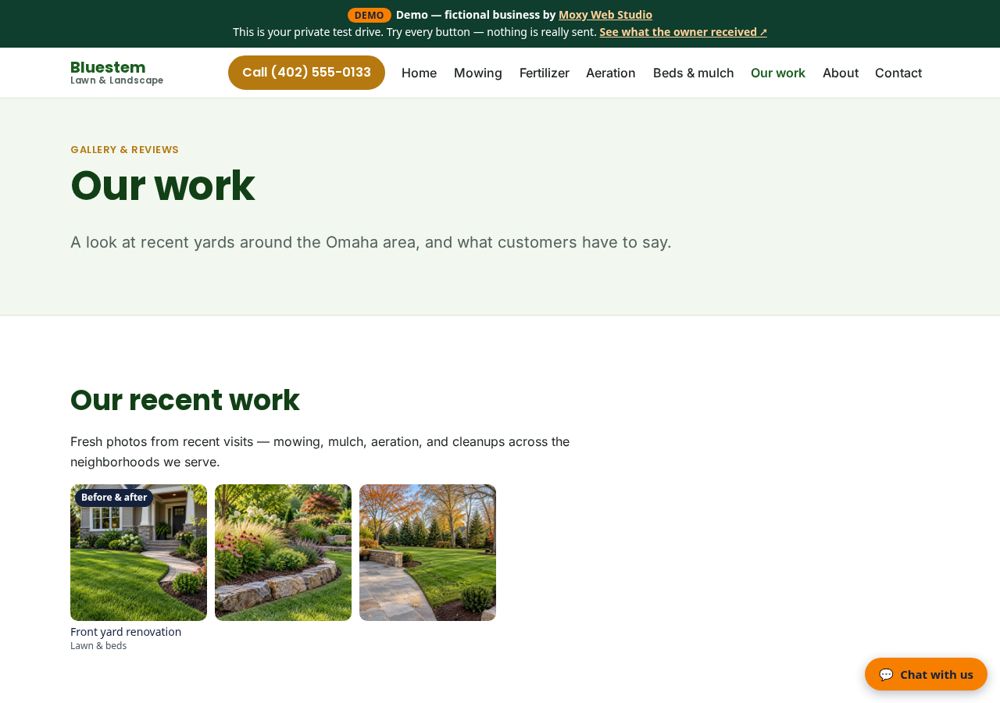 Screenshot: Gallery the owner updates from a phone — Bluestem Lawn & Landscape
